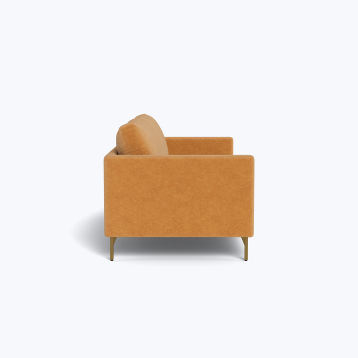 Hannah 86" Two Seat Sofa w/ Brass Legs Graceland, Performance Blend / Sorrell