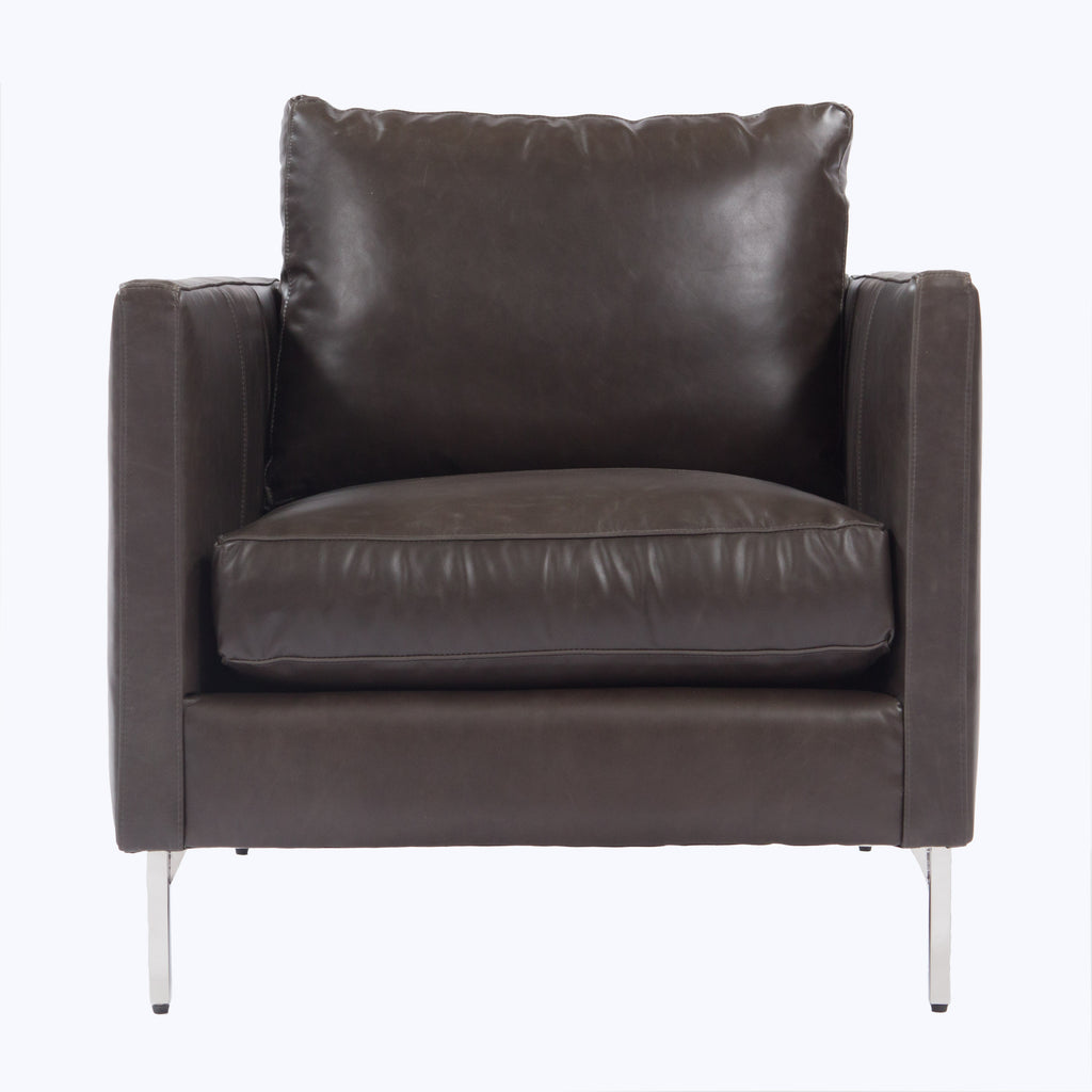 Hannah Leather Chair w/ Steel Legs
