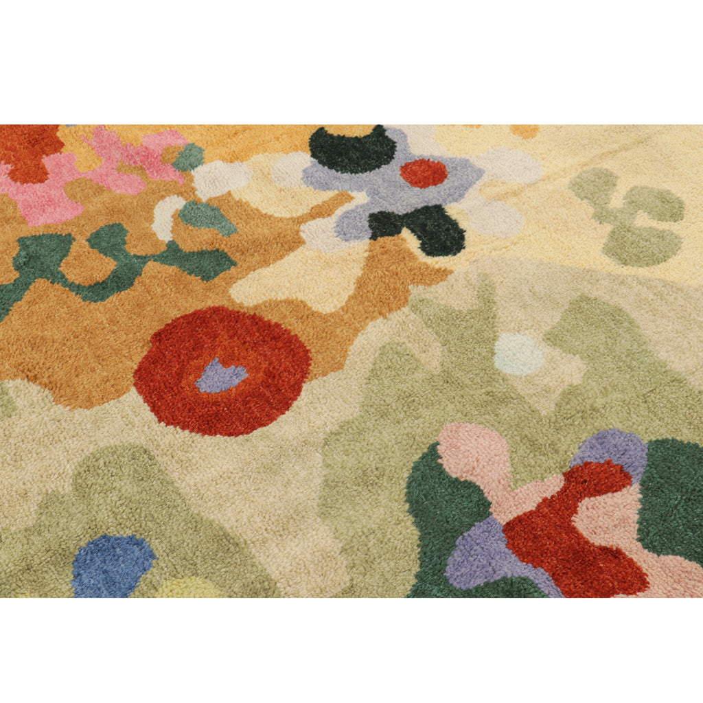 Multicolored Contemporary Art Deco Wool Cotton Blend Rug - 5'5" x 6'7"