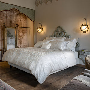 Elegant square pillowcases with botanical print in neutral colors. - hover