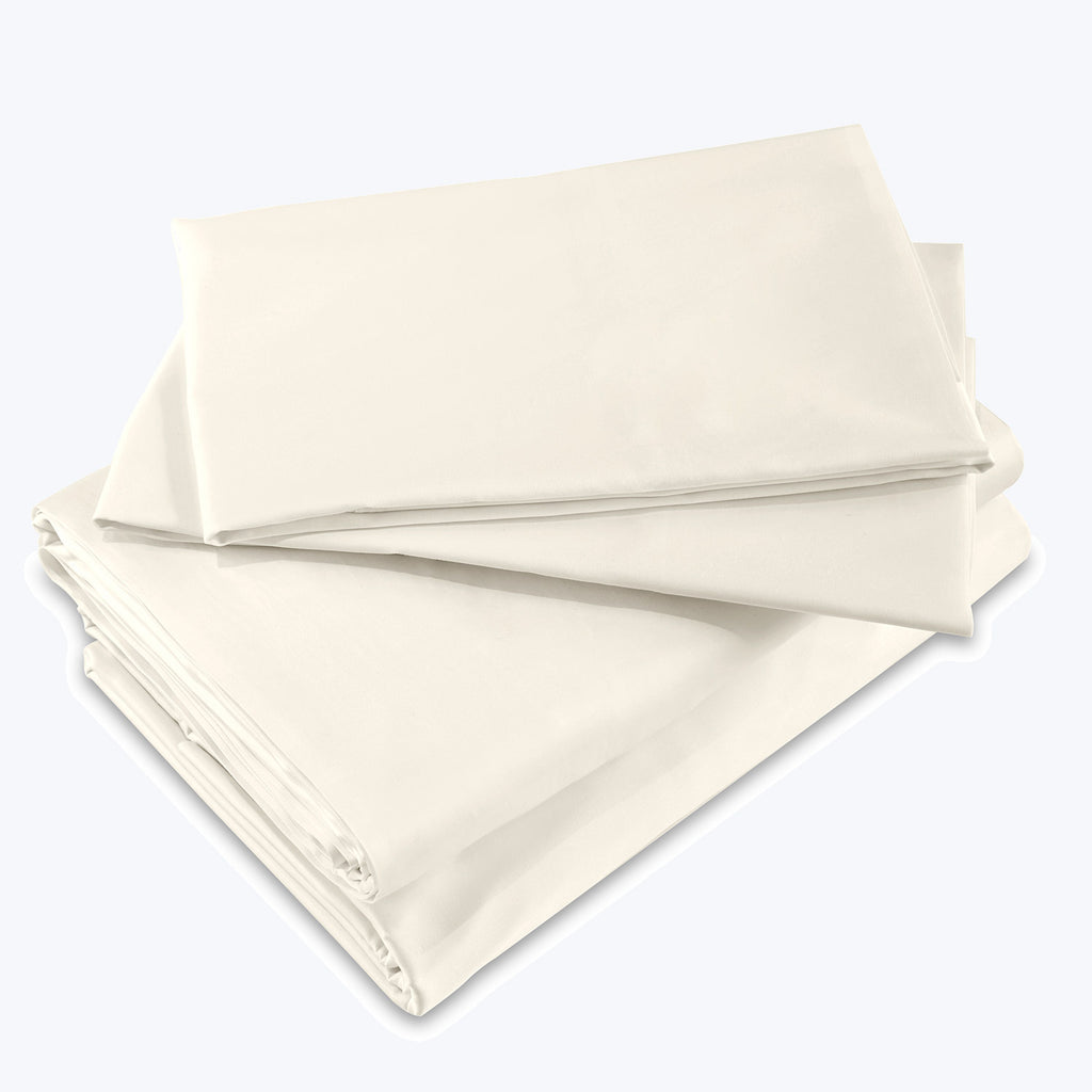 Lineare Sateen Sheets & Pillowcases, Ivory Sheet Set / King