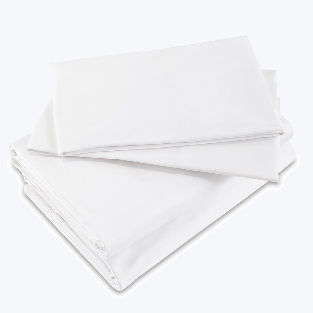 Lineare Sateen Sheets & Pillowcases, White Sheet Set / King