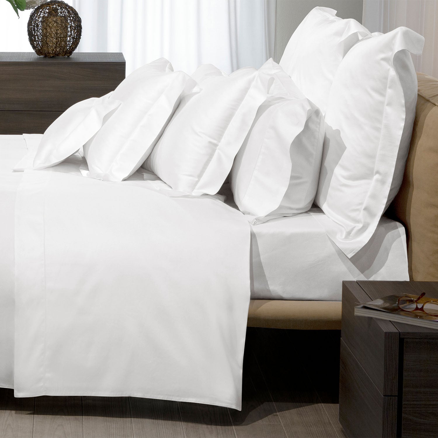 Nuvola Percale Sheets & Pillowcases, White Sheet Set / King