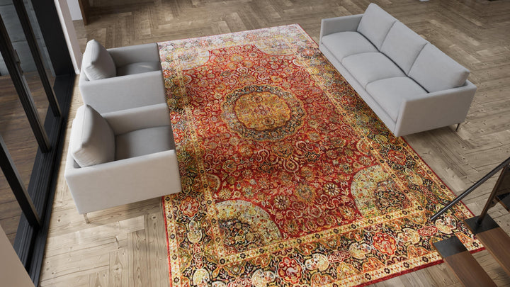 Red Alchemy Traditional Silk Rug - 9'7" x 15'8"