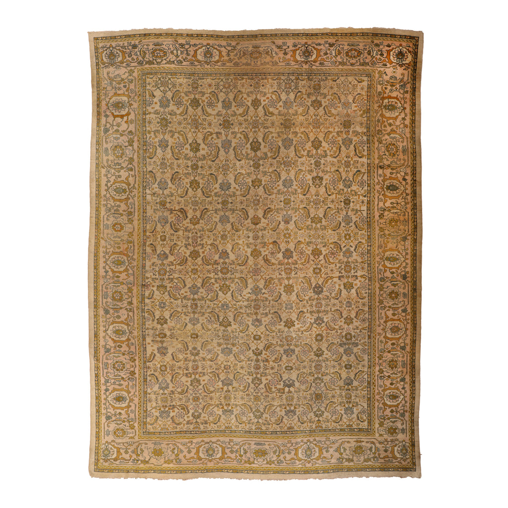 Intricately designed Persian-style area rug featuring warm, rich colors.