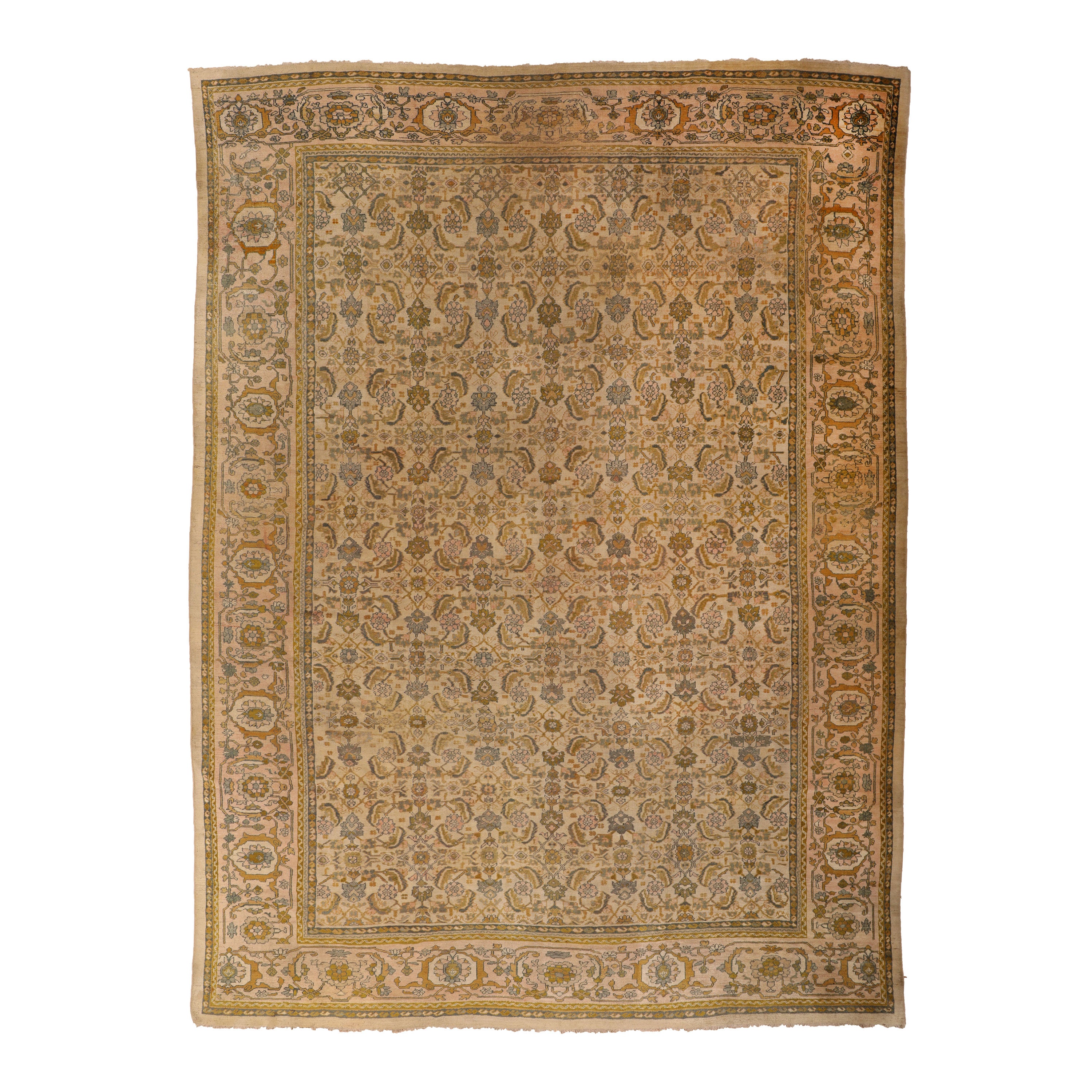 Intricately designed Persian-style area rug featuring warm, rich colors.