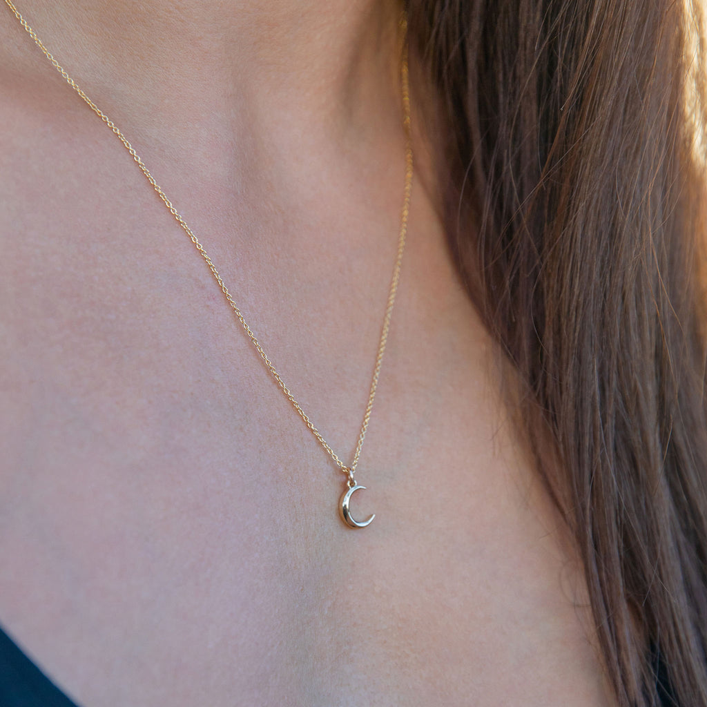 Gold Moon Necklace Crescent Moon Necklace Dainty Moon Charm 