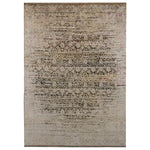 Vintage distressed rug with ornate pattern in neutral tones.