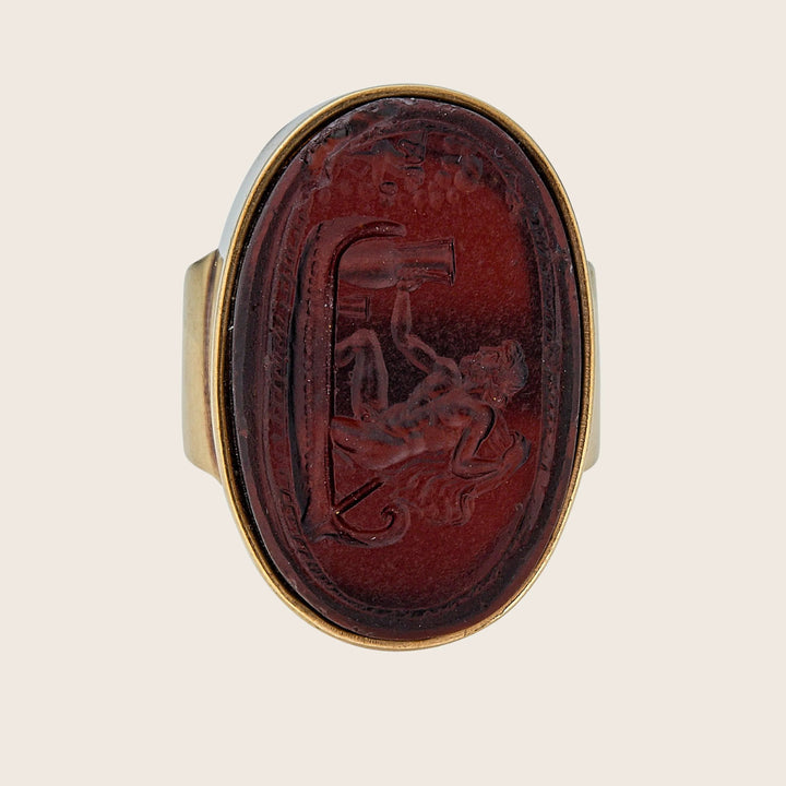 Victorian glass intaglio ring