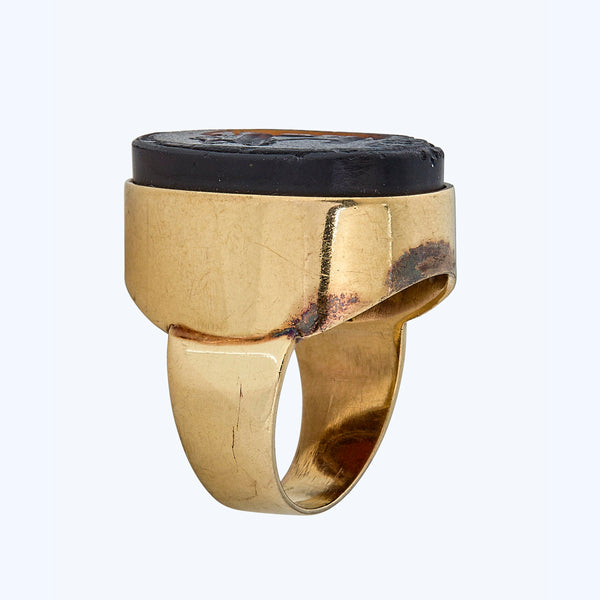 Victorian glass intaglio ring