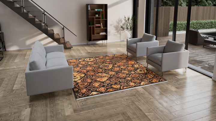Brown Contemporary Wool Rug - 8'2" x 9'11"