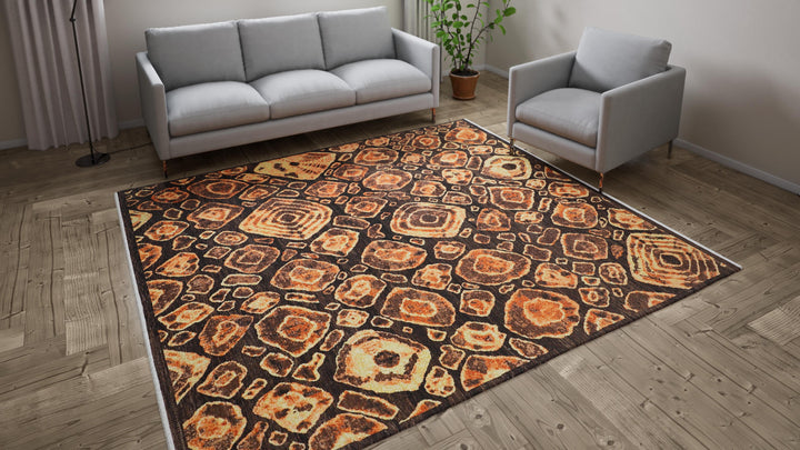 Brown Contemporary Wool Rug - 8'2" x 9'11"