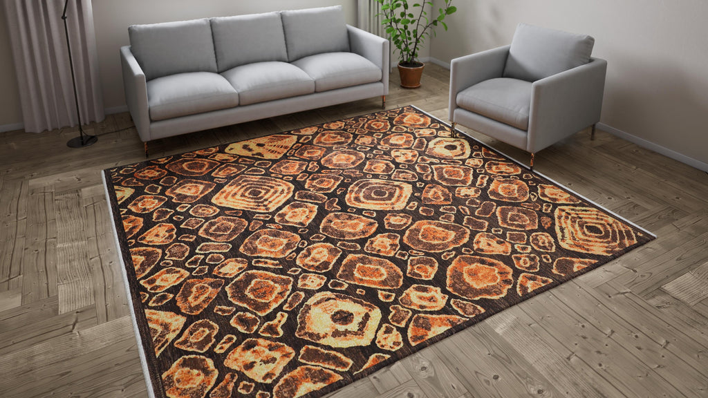 Brown Modern Wool Cotton Blend Rug - 8' x 9'11"