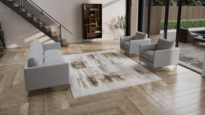 Light Grey Contemporary Wool Rug - 8'1" x 10'