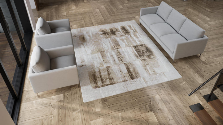 Light Grey Contemporary Wool Rug - 8'1" x 10'