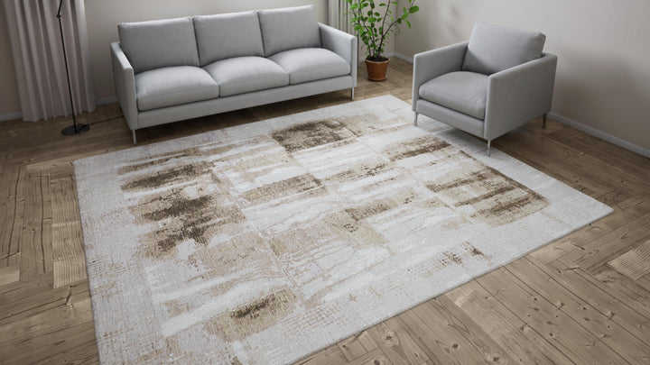 Light Grey Contemporary Wool Rug - 8'1" x 10'