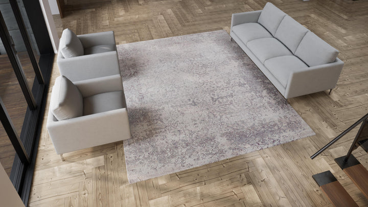 Grey Transitional Wool Cotton Blend Rug - 9' x 11'11"