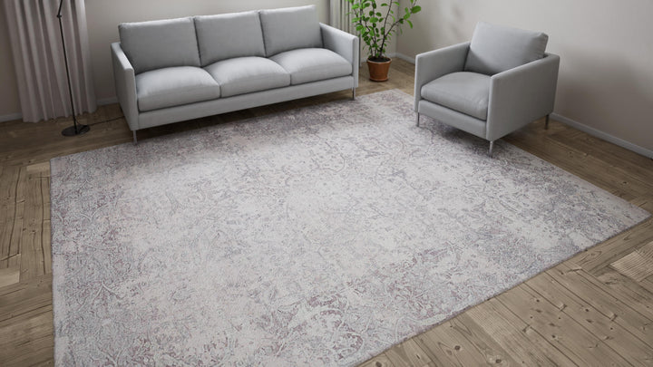 Grey Transitional Wool Cotton Blend Rug - 9' x 11'11"