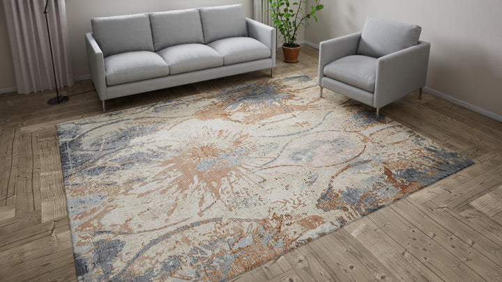 Multicolored Modern Wool Cotton Blend Rug - 8'1" x 10'