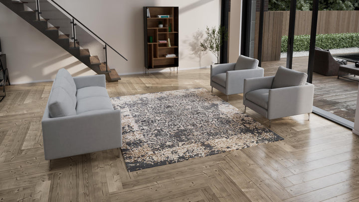 Grey Transitional Wool Cotton Blend Rug - 8'2" x 10'