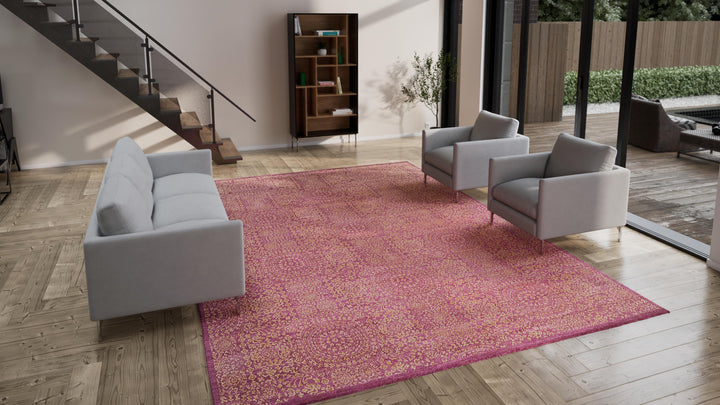 Purple Transitional Wool Cotton Blend Rug - 10'2" x 14'1"