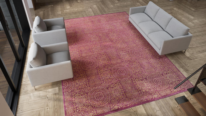 Purple Transitional Wool Cotton Blend Rug - 10'2" x 14'1"