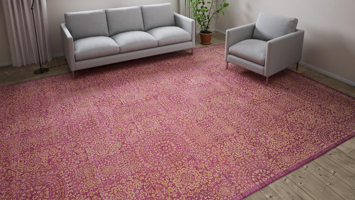 Purple Transitional Wool Cotton Blend Rug - 10'2" x 14'1"