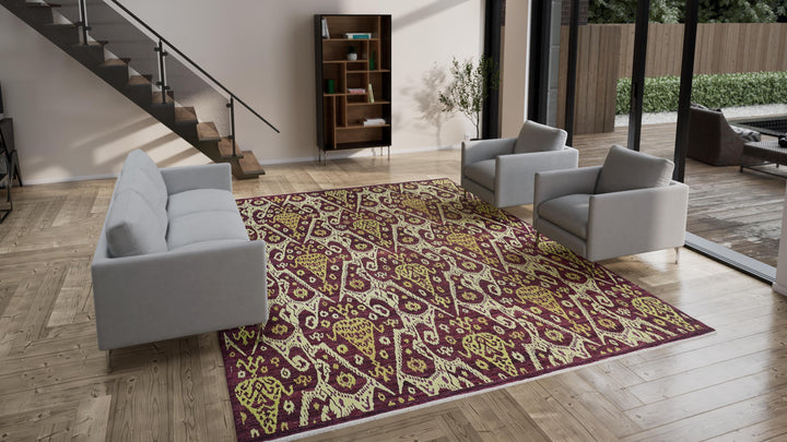Purple Transitional Wool Cotton Blend Rug - 10'1" x 13'5"