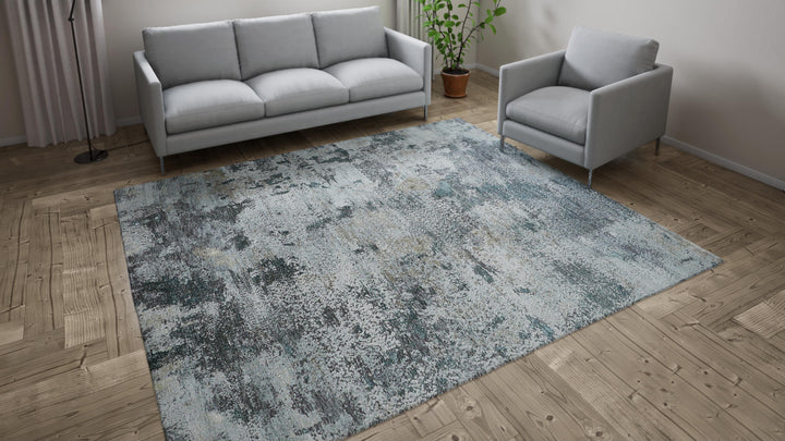 Grey Modern Wool Cotton Blend Rug - 8' x 9'10"