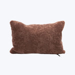 Rectangular plush brown pillow with soft fluffy faux fur texture.