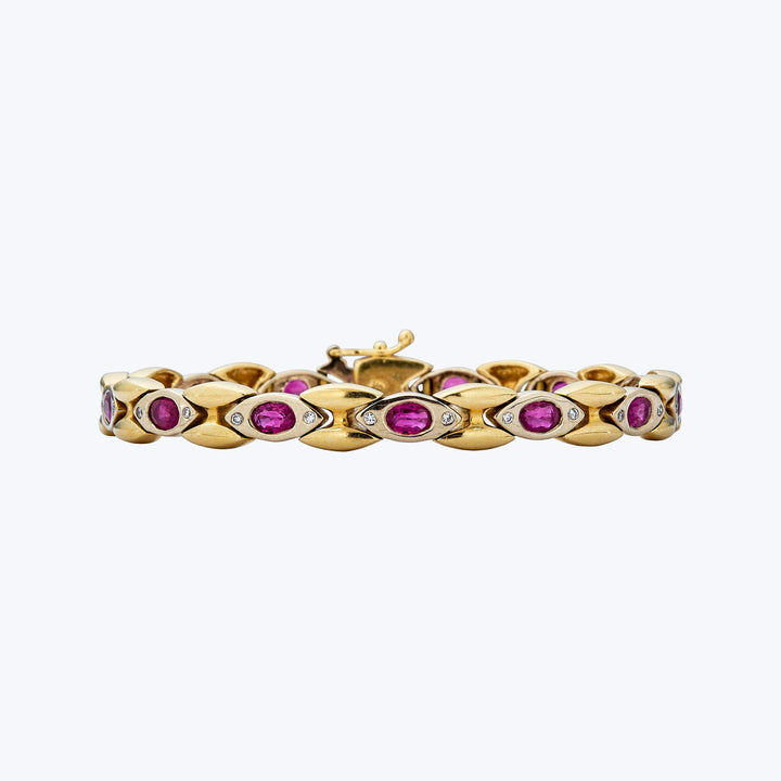 Yellow and White gold ruby bracelet
