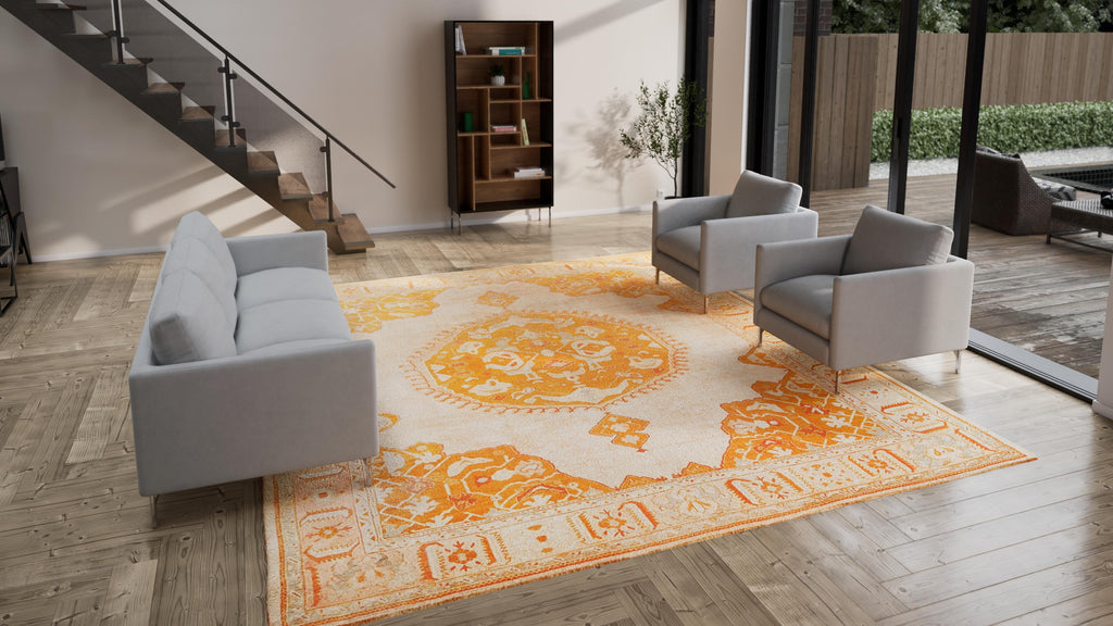 Orange Antique Wool Rug - 11'5" x 13'10"