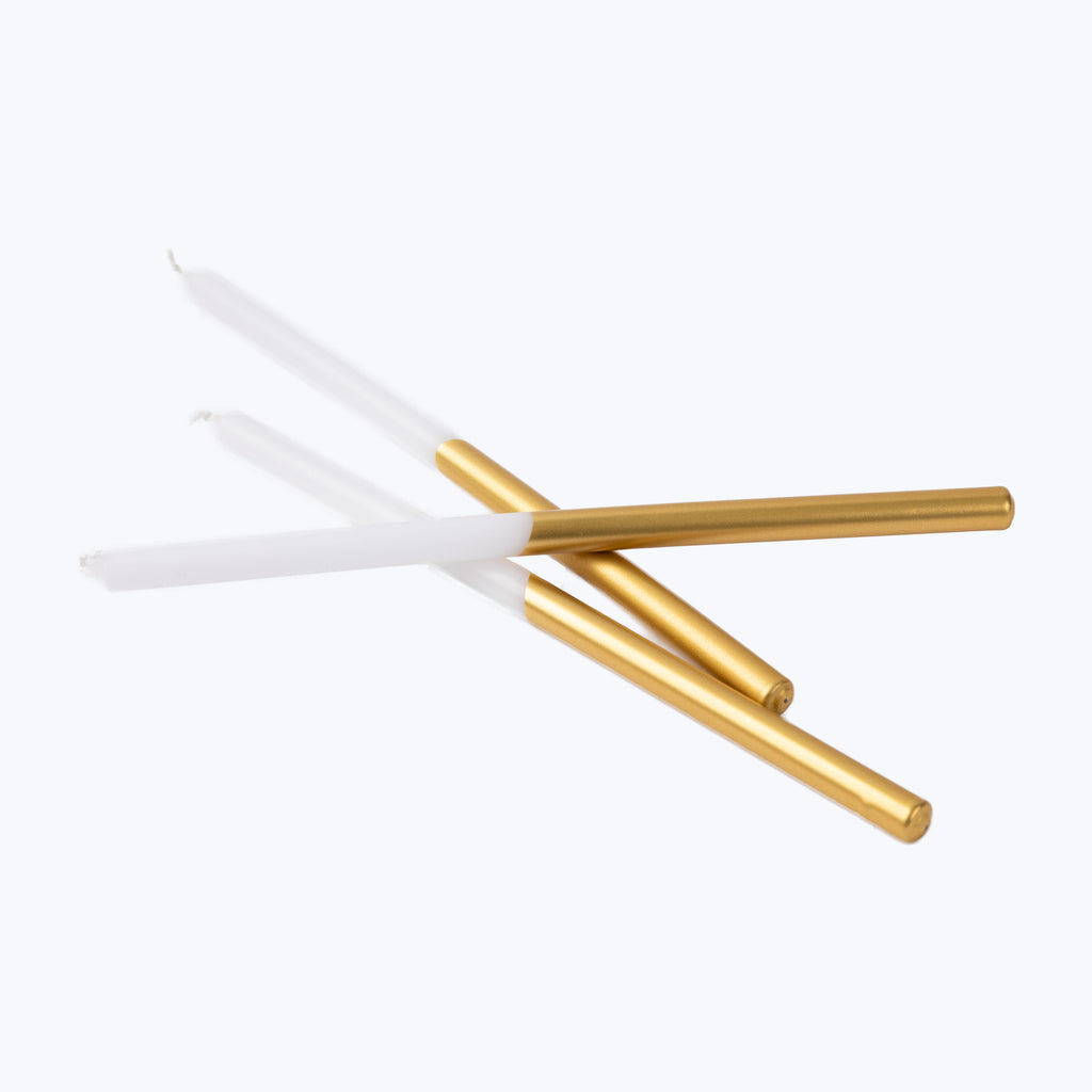 Skinny Taper Candle Set, Gold