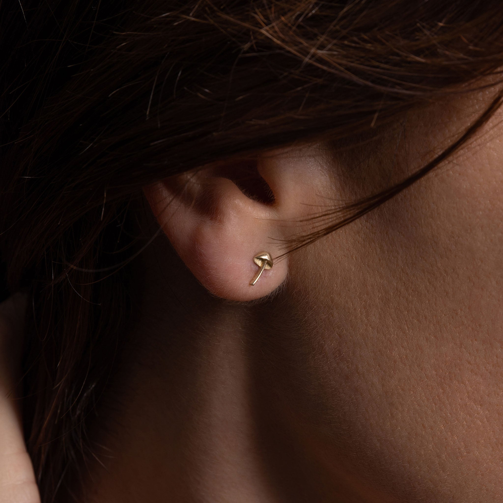 Pair of Itty Bitty Mushroom Earrings 14k Gold