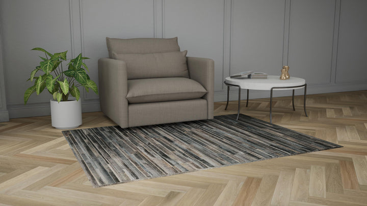 Black Modern Handwoven Hide Rug - 5'6" x 7'5"