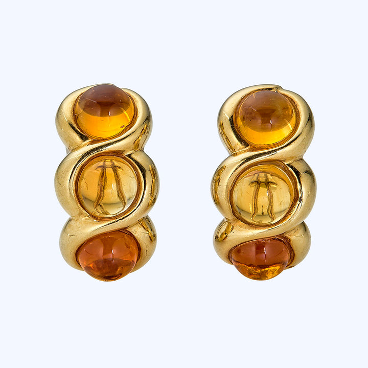1980s Gold Citrine Hoops