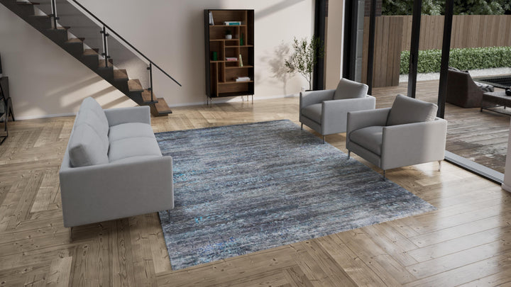 Blue Nu Vibrant Modern Tibetan Wool Rug