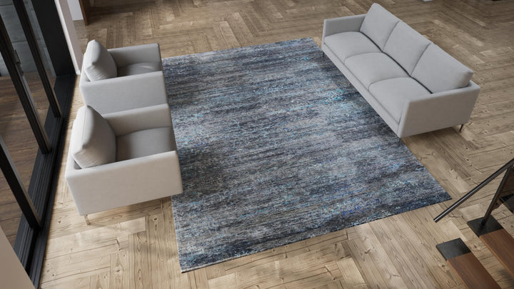 Blue Nu Vibrant Modern Tibetan Wool Rug