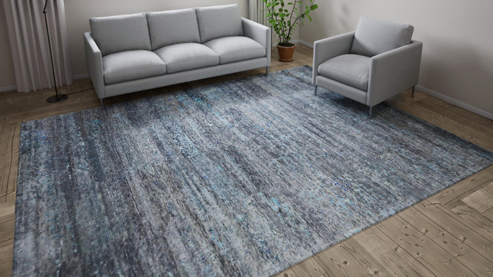 Blue Nu Vibrant Modern Tibetan Wool Rug