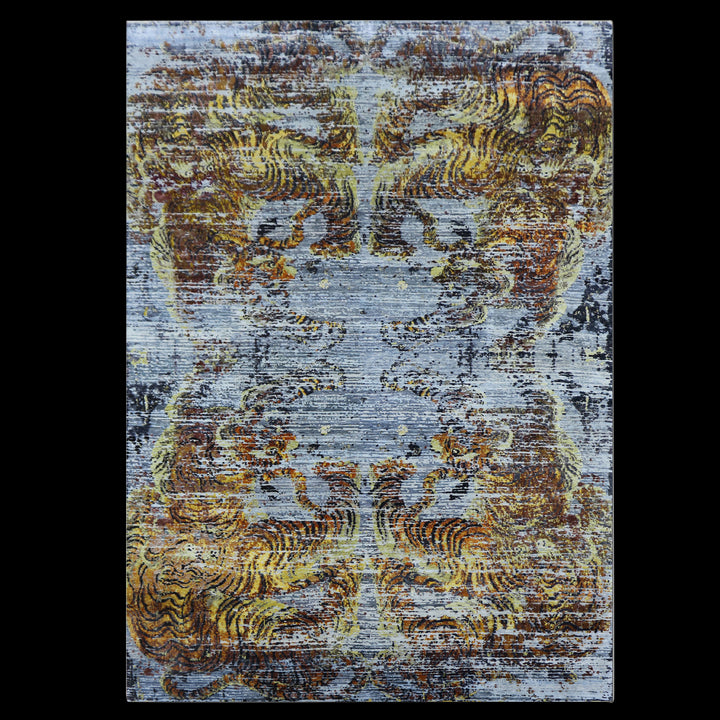 Nu Vibrant Silk Rug - Midnight Sunburst 10' x 14'2"