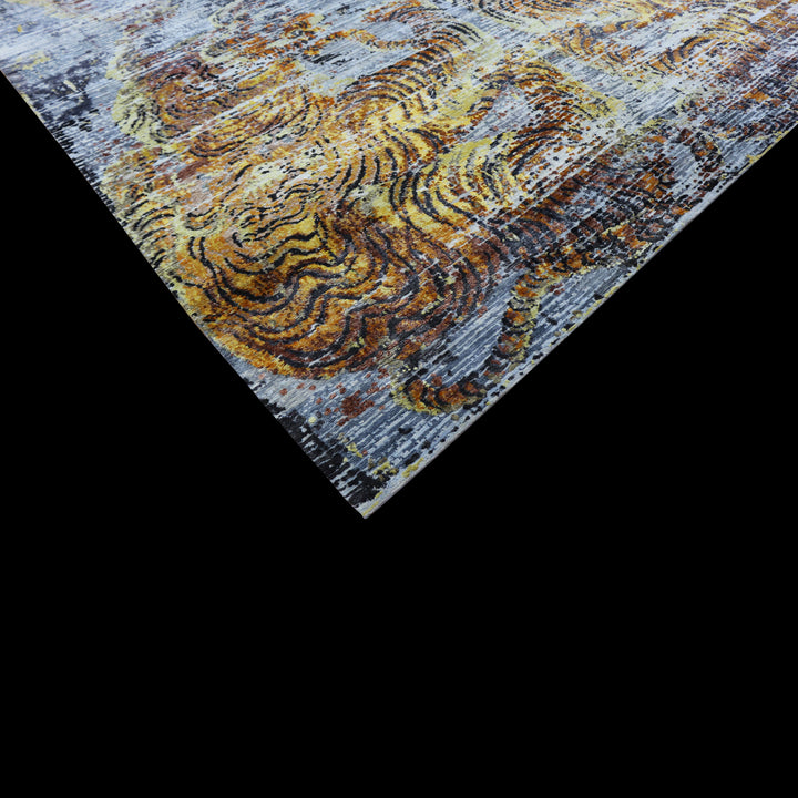 Nu Vibrant Silk Rug - Midnight Sunburst 10' x 14'2"