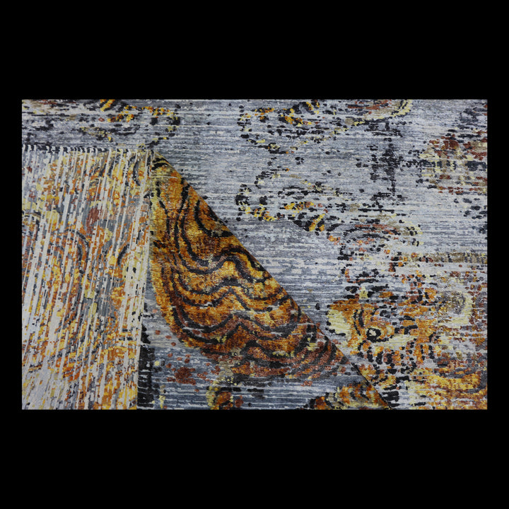 Nu Vibrant Silk Rug - Midnight Sunburst 10' x 14'2"