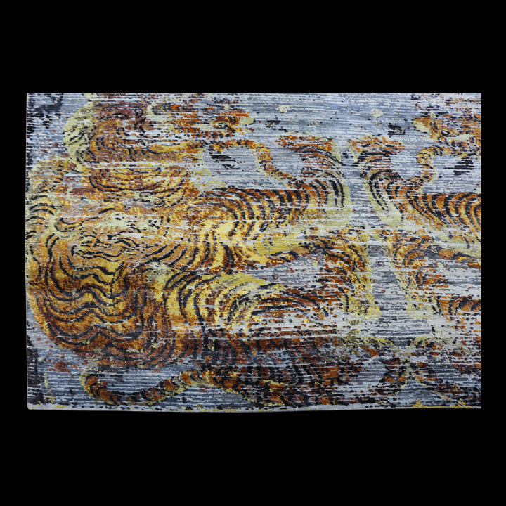 Nu Vibrant Silk Rug - Midnight Sunburst 10' x 14'2"