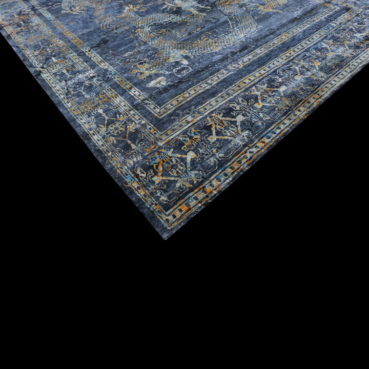 Blue Modern Silk Rug - 9' x 12'2" Default Title
