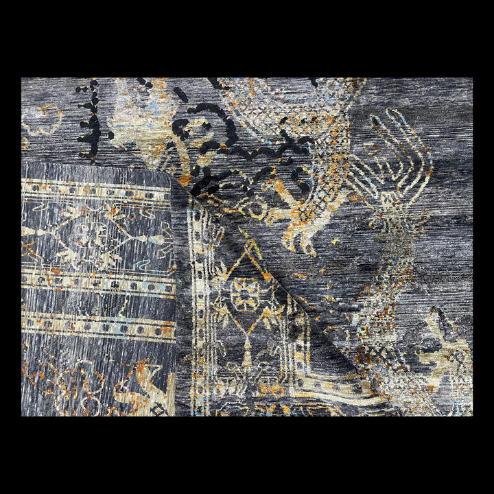 Blue Modern Silk Rug - 9' x 12'2" Default Title