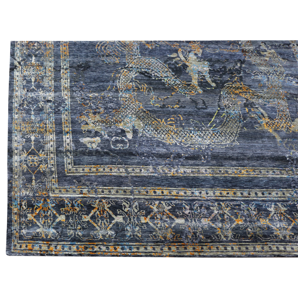 Blue Modern Silk Rug - 9' x 12'2" Default Title