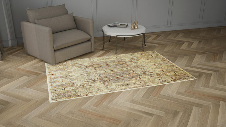 Beige Modern Wool Rug - 5'1" x 8'