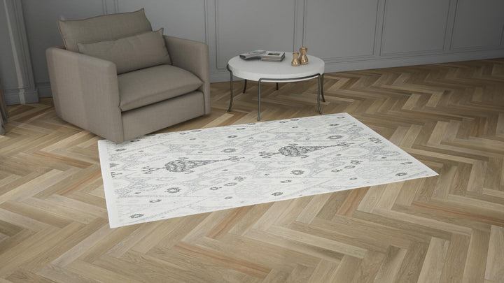 White Modern Wool Rug - 5'1" x 8'1"