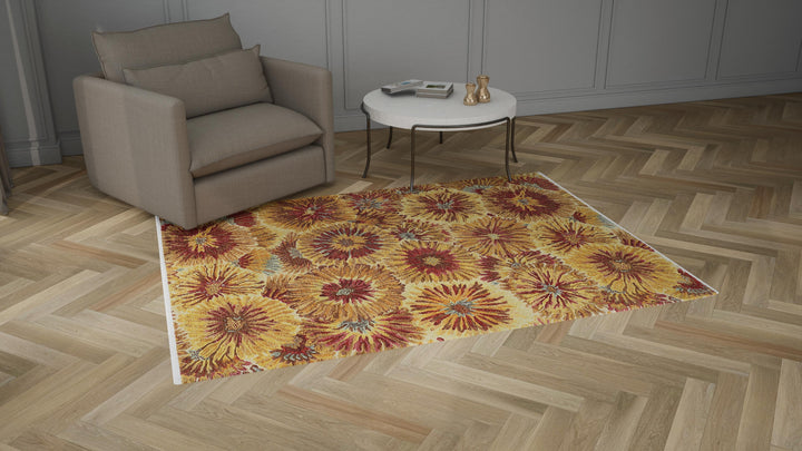 Brown Contemporary Wool Rug - 6'1" x 8'10"