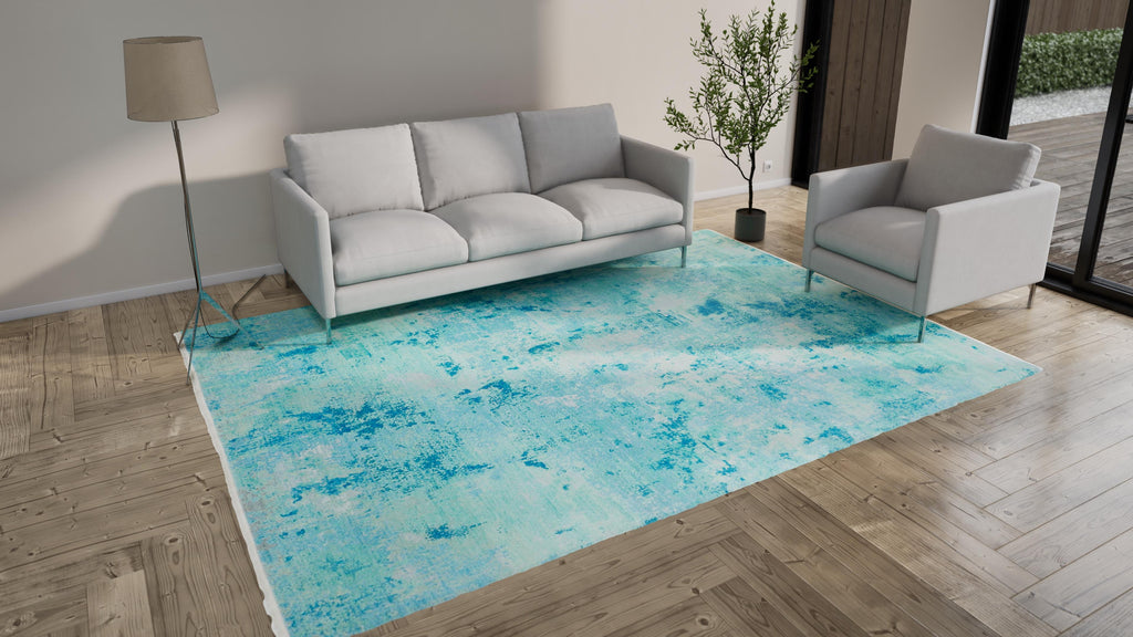 Blue Modern Wool Rug - 8'1" x 11'3"